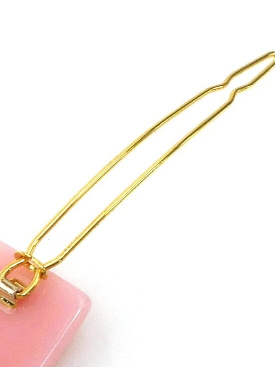 Auth FENDI Barrette Hair Clip Hair Pin Pink/Yellow Acrylic/Goldtone main image 6